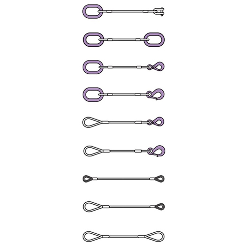 Single Leg Wire Rope Slings - Wire Rope | Minimal Rope Size 7-32 Mm, Wll Range 50-15000 Kg, Galvanized Material, Various End Fittings, Is Standards