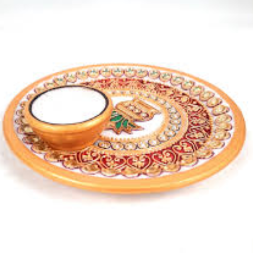 White Marble Pooja Thali