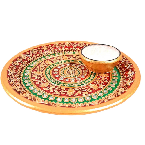 White Marble Pooja Thali