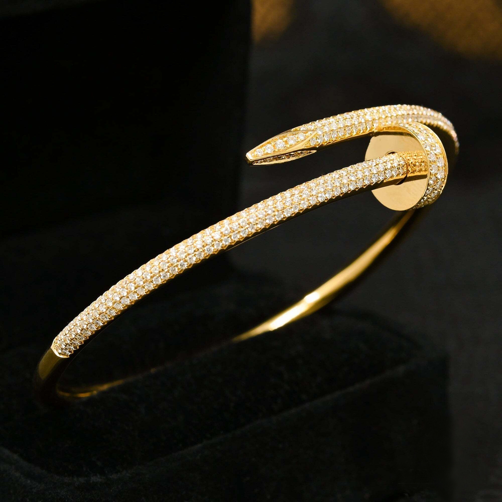 Cartier-Inspired Lab Grown Diamonds Nail Cuff Bracelet, 18K Yellow Gold