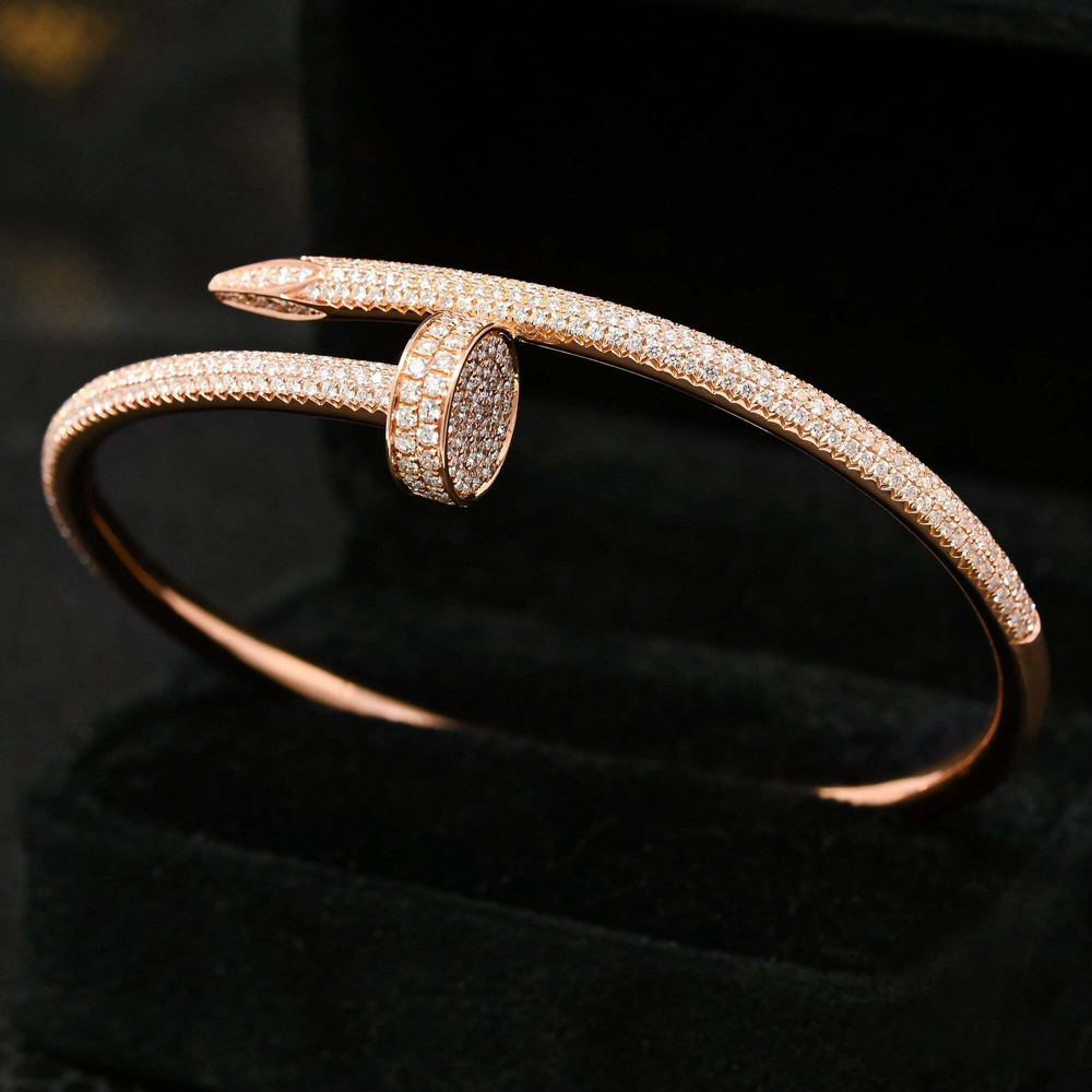 Cartier-Inspired Lab Grown Diamonds Nail Cuff Bracelet, 18K Yellow Gold