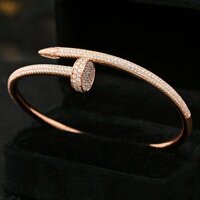 Cartier-Inspired Lab Grown Diamonds Nail Cuff Bracelet, 18K Yellow Gold