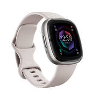 Lunar White Platinum Aluminium Fitbit Sense 2 Smart Watch