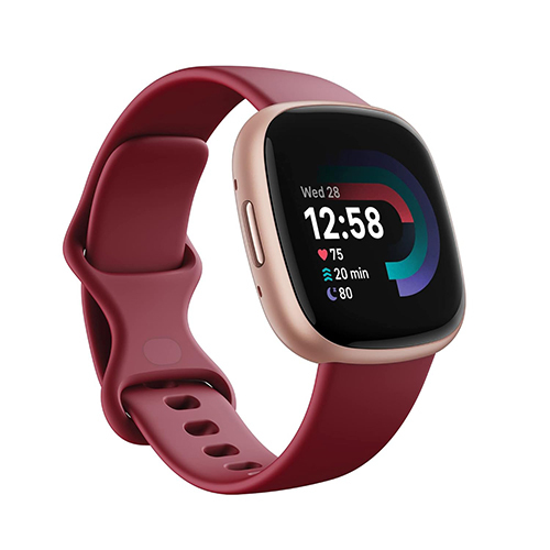 Beet Juice Aluminium Fitbit Versa 4 Smart Watch - Features: Touchscreen