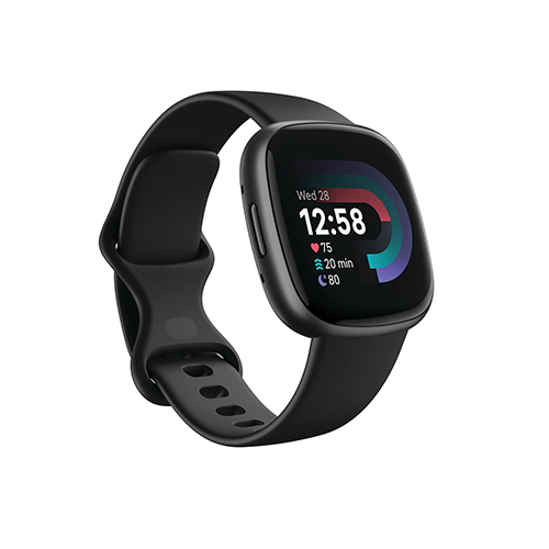 Black Fitbit Versa 4 Smart Watch - Features: Touchscreen