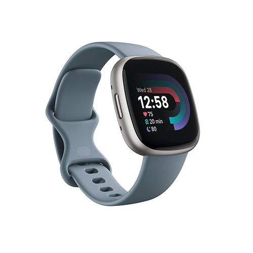 Blue Aluminium Fitbit Versa 4 Smart Watch - Color Of Band: Gray