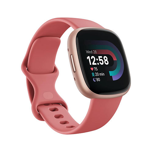 Pink Aluminium Fitbit Versa 4 Smart Watch - Features: Touchscreen