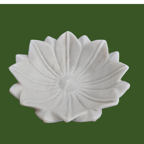 Carved White Marble Decorative Bowl