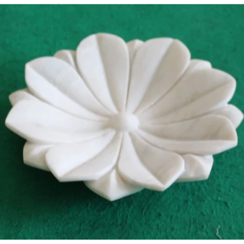 Carved White Marble Decorative Bowl