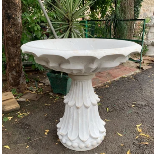 White Marble Bird Bath