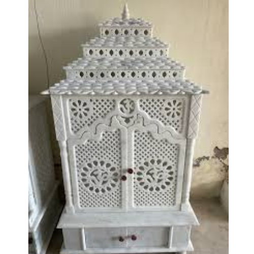 Hand Carved White Marble Pooja Temple