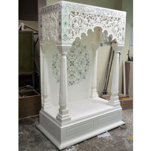 Carved Pure White Marble Temple