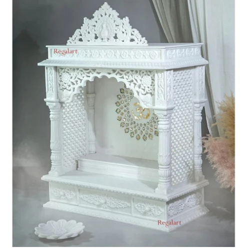 Carved Pure White Marble Temple