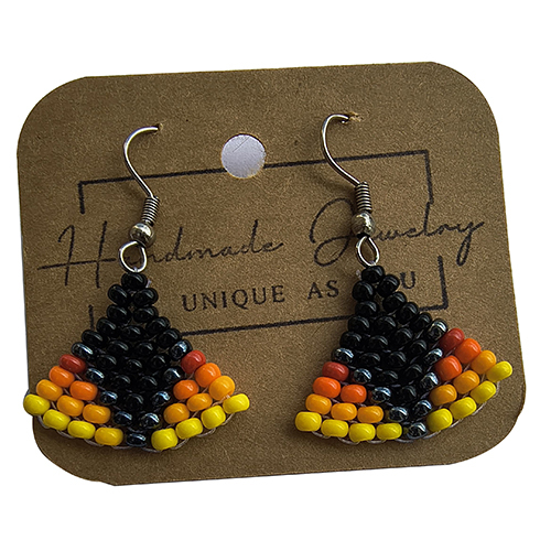 Small Triangle Earring With Hook - Beads Colour: Multi Color