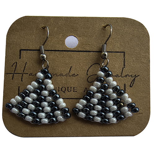Small Triangle Earring With Hook - Beads Colour: Multi Color