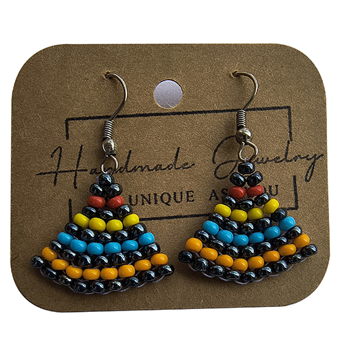 Small Triangle Earring With Hook - Beads Colour: Multi Color