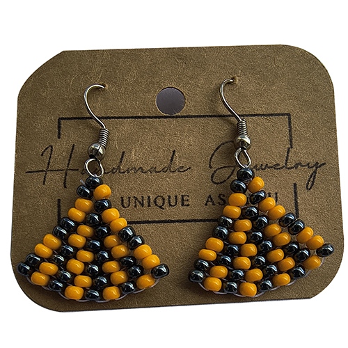Small Triangle Earring With Hook - Beads Colour: Multi Color