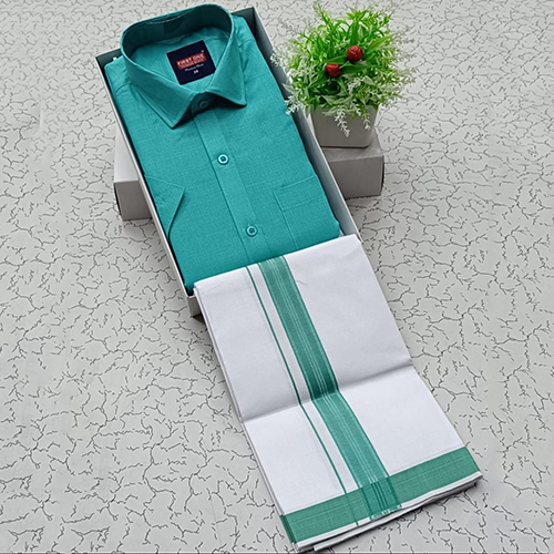 Light Green Cotton Shirt With Dhoti - Feature: Washable