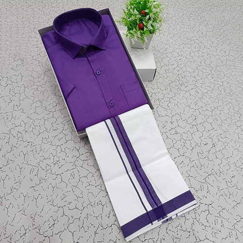 Purple Cotton Shirt With Dhoti - Feature: Washable