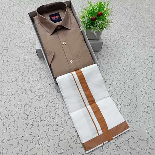 Mens Premium Quality Shirt With Dhoti - Color: Brown