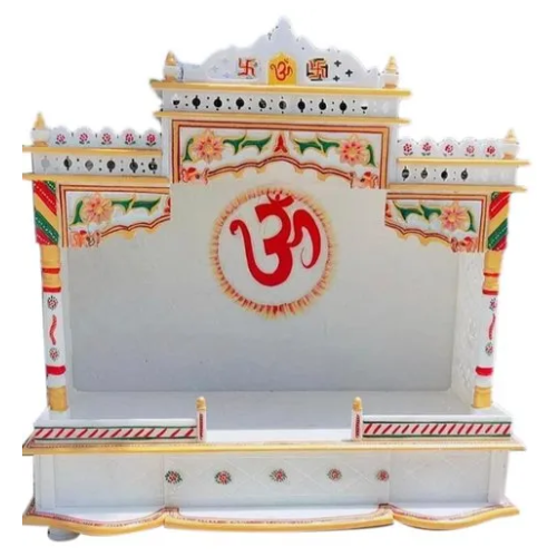 Painted White Marble Pooja Temple