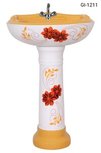 Bathroom Basin With Pedestal - Color: White