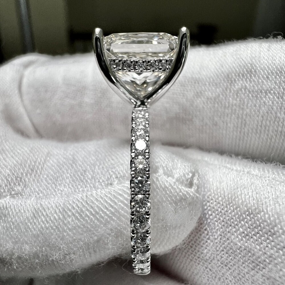 Platinum 6CT Princess Cut G VS1 2EX Lab Grown Diamond Halo Engagement Ring