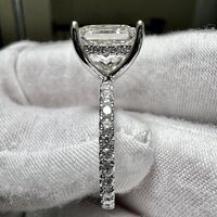 Platinum 6CT Princess Cut G VS1 2EX Lab Grown Diamond Halo Engagement Ring
