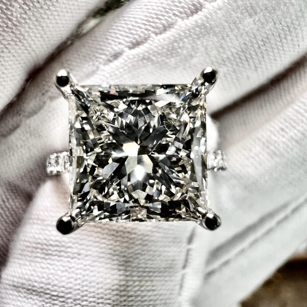 Platinum 6CT Princess Cut G VS1 2EX Lab Grown Diamond Halo Engagement Ring