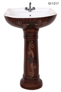 Ceramic Basin With Pedestal - Color: Brown