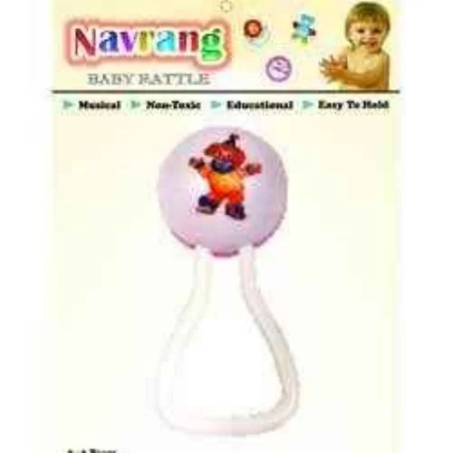 Designer Baby Rattle - Plastic, Customized Size | Colors: Red, Blue, Pink, Light Yellow, Ideal for Ages 0-3 Years, Lightweight at 100g