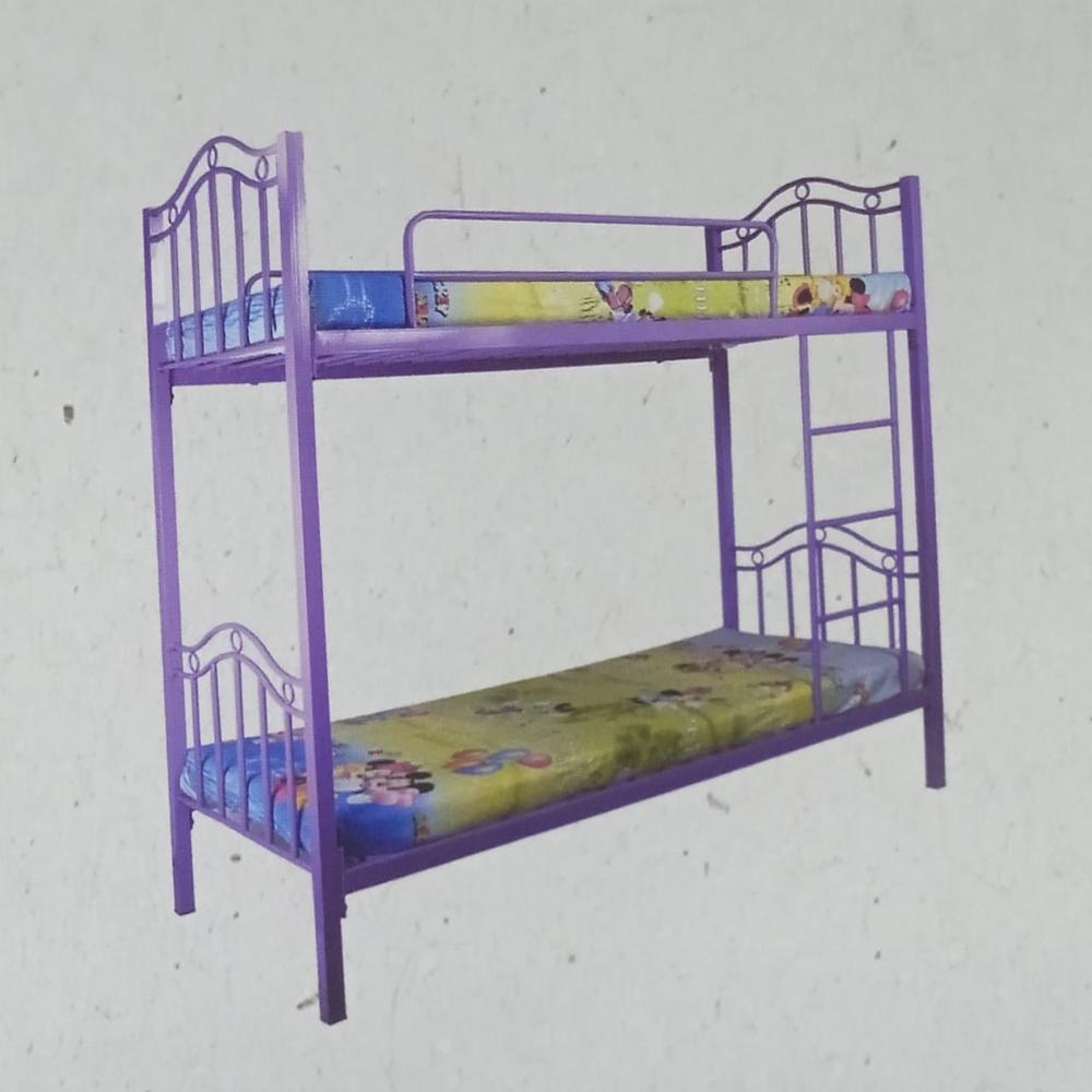Om Woods Db 176 Bunk Bed - Metal Powder Coated Frame 6x2.5 Feet, Purple Finish, Heavy Quality For Hostels & Indoor Use  