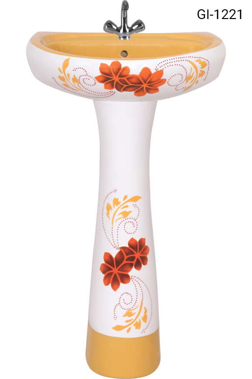 Pedestal Floor-mounted Multicolored Wash Basin