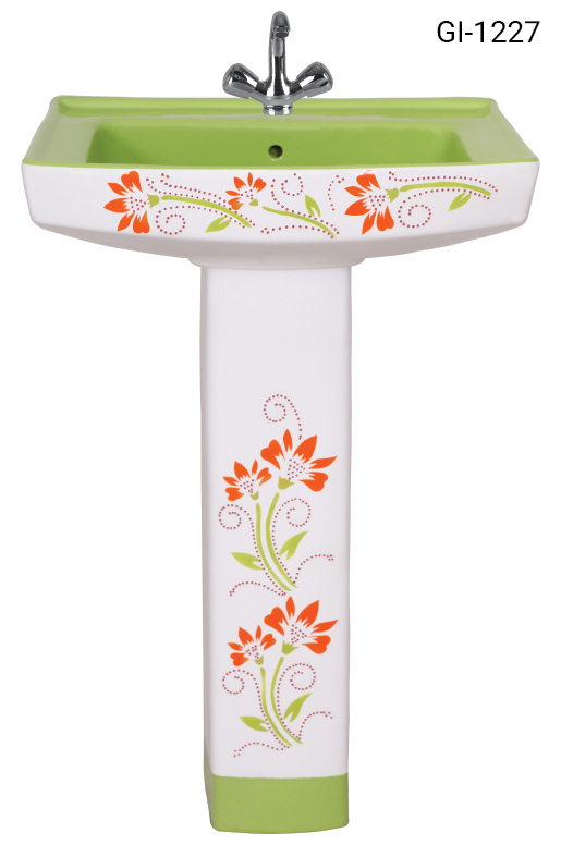 Porcelain wash basin with pedestal