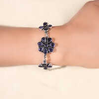 Buy 925 Silver Plated Brass Purple color Stone Handmade Jewelry Bracelet Adjustable-Size
