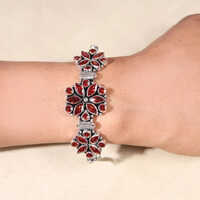 Lawa Red Crystal Stone Bracelet Silver Plated Bracelets For Women And Girls Gift - Feature: Fashion