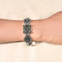 925 Silver Plated Greenish-yellow Color Classic Design Brass Metal Bracelets For Women And Girls - Feature: Fashion