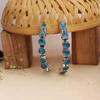 Ocean Aqua Stud Earrings Silver Polished Brass Earrings For Women Gift - Hardness: Rigid