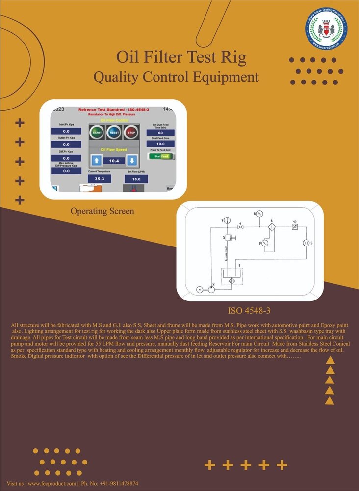 ISO 4548 9 Filter Anti Drain Valve Test Rig Equipment