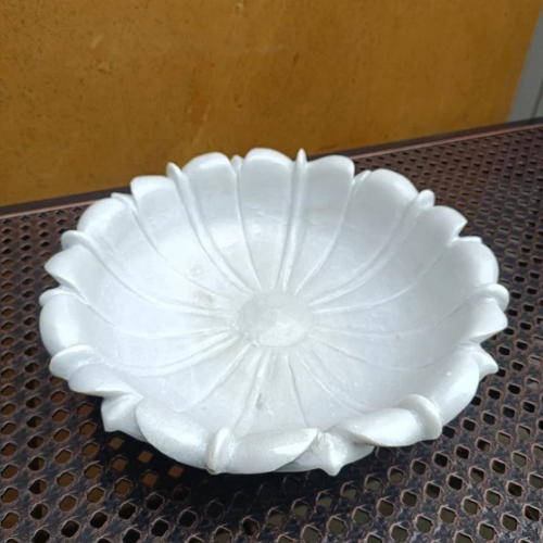 White Marble Decorative Bowl - Hardness: High