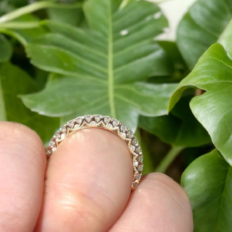 Round Cut Moissanite Wedding Proposal Band