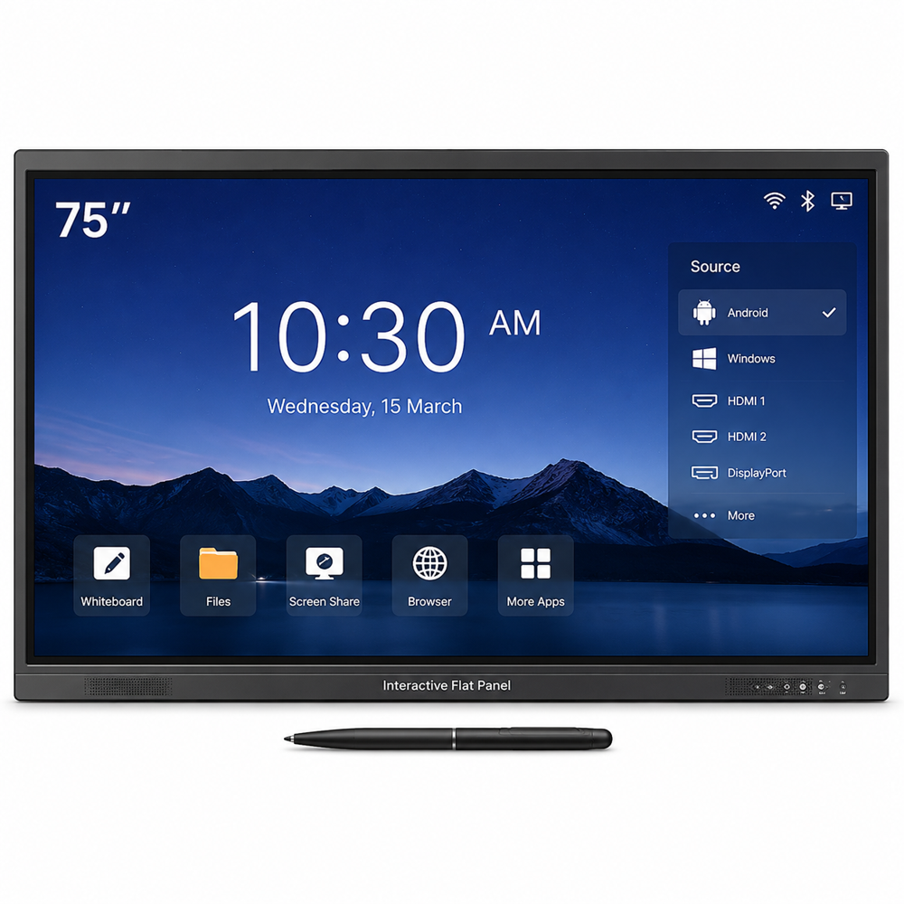 75 Inch Interactive Flat Panel Display - Color: Black