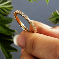 Baguette & Round Cut Moissanite Wedding Band Bridal Matching Band 14K Gold Stackable Engagement Band Unique Band Anniversary Gift For Wife