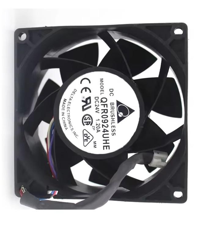 Delta Qfr0924uhe 9038 24v 1.2a 90x90x38mm 5.76w 132cfm 8300rpm Wire Leads Inverter Power Axial Cooling Fan - Color: Black