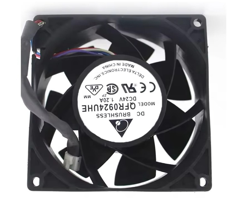 Delta Qfr0924uhe 9038 24v 1.2a 90x90x38mm 5.76w 132cfm 8300rpm Wire Leads Inverter Power Axial Cooling Fan - Color: Black