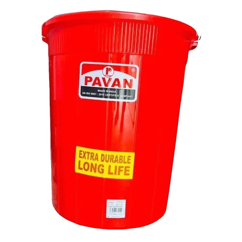 80 Ltr Pavan Extra Durable Red Plastic Dustbin - Size: 25 Inch (Height)