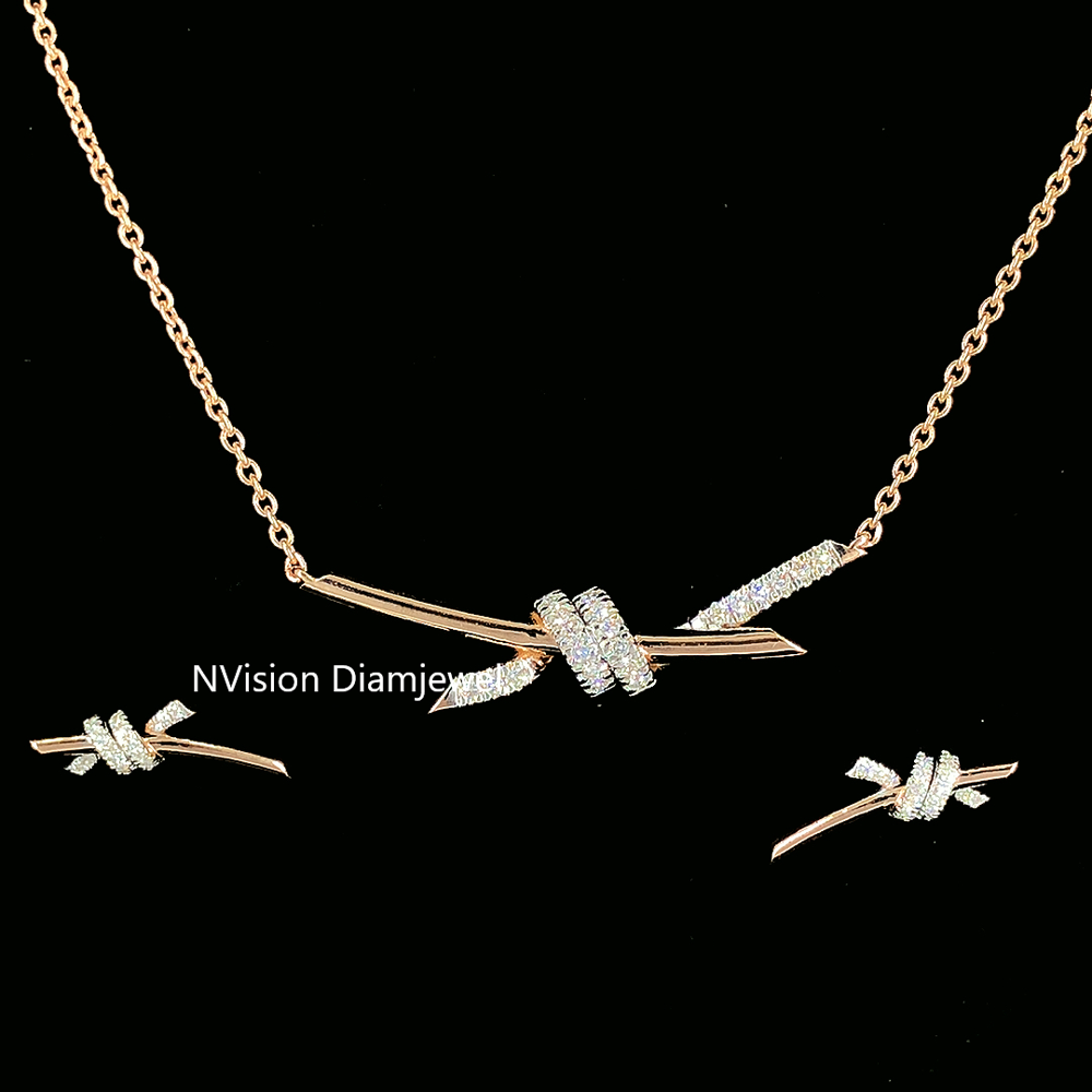 Urban Edge Barbed Wire Natural Diamond Necklace & Earring Set