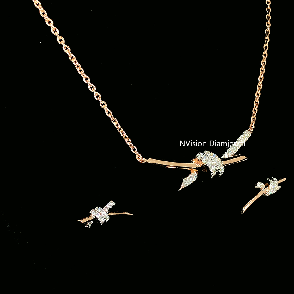 Urban Edge Barbed Wire Natural Diamond Necklace & Earring Set
