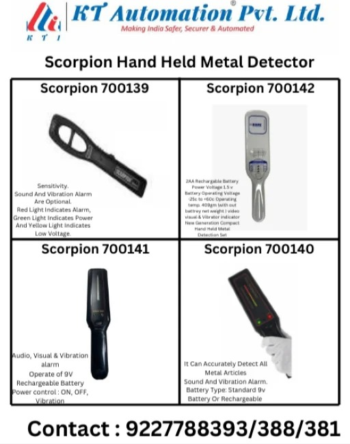 Hand Held Metal Detector (Hhmd) Scorpion 700139 - Pvc Material, Length 15 Inches, Grey Color | Super High Sensitivity, Sound & Light Alarmåè½