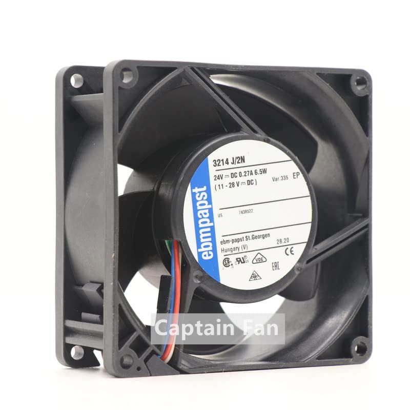 Ebm Papst 3214j/2n-335 Ebm Papst Fan 9238 24vdc 0.27a 6.5w Axial Fan For Chassis Cabinet/inverter - Color: Black